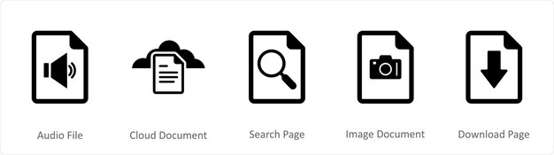 A set of 5 document Icons