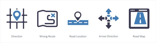 A set of 5 Navigation icons such as Arrow Direction Left Direction
