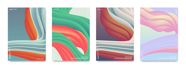 A set of abstract, dynamic 3d backgrounds. Vector.