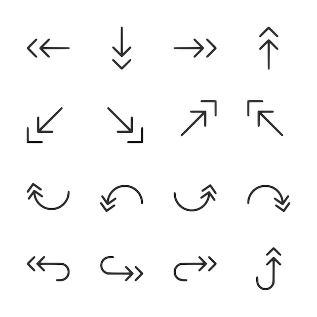 A set of arrows in various orientations and sizes