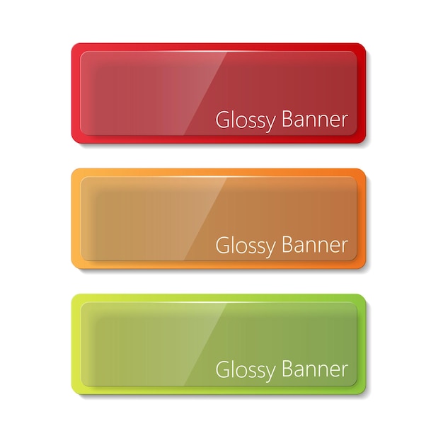 A set of colored rectangular glass banners Vector illustration
