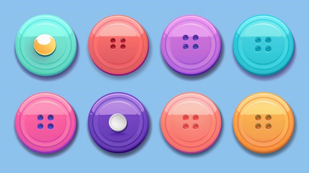 a set of colorful buttons with holes for the bottom