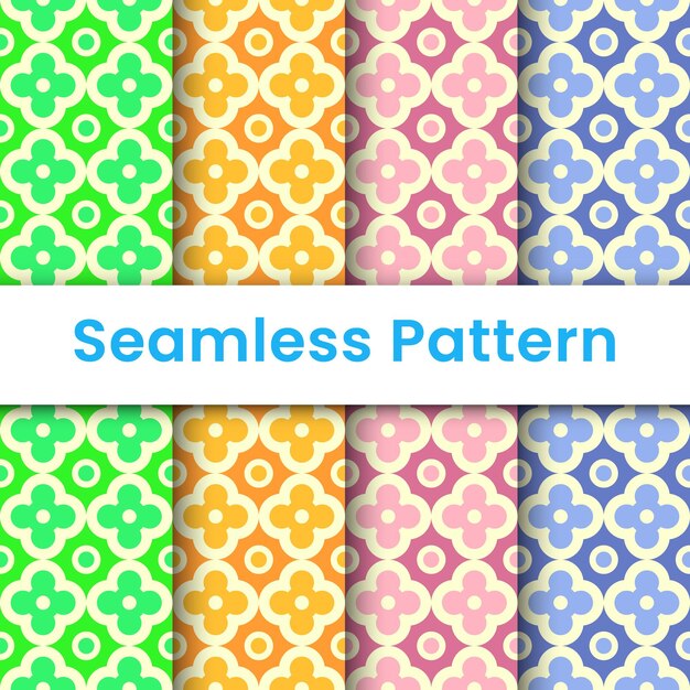 A set of colorful flower patterns with a colors background
