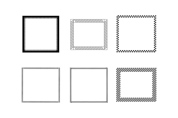 A set of four square frames with different designs.