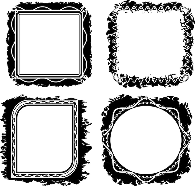 a set of frames with a picture of a square Grunge Border Frames set which showcases two rectangula