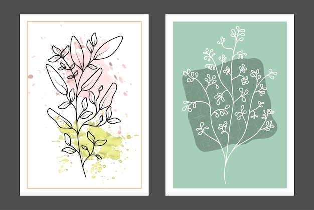 A set of handdrawn paintings for interior design of premises Minimalist designs for prints paintings posters and creative ideas