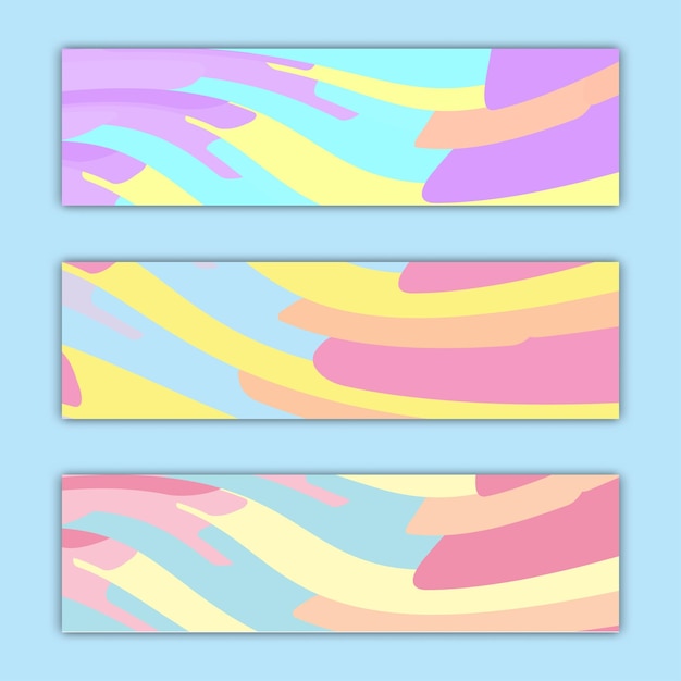 A set of three abstract multicolored backdrops textures of abstract bright energetic