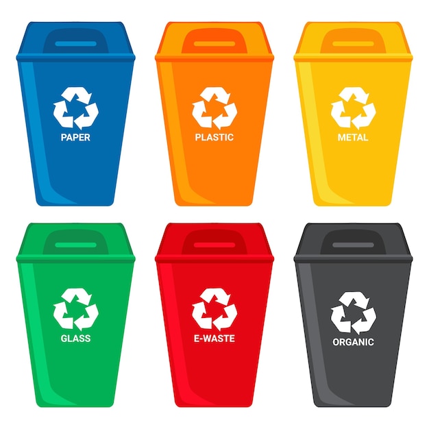 A set of trash cans for sorting waste