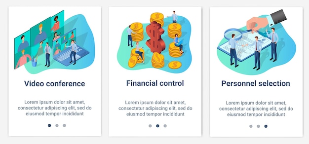 a set of ui and ux interfaces video conferencefinancial control and recruitment