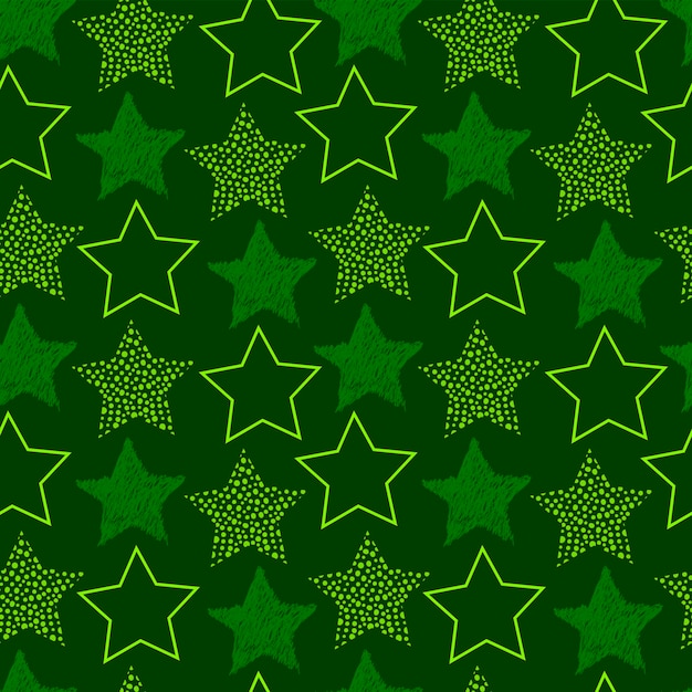 A set of vector seamless pattern with doodle stars Hand drawn vector doodles