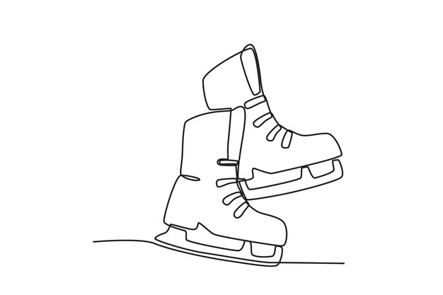 A shoe for ice skating Winter oneline drawing