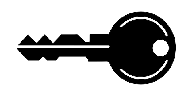a simple elegant silhouette of an ornate key perfect for representing security unlocking or morden key themes