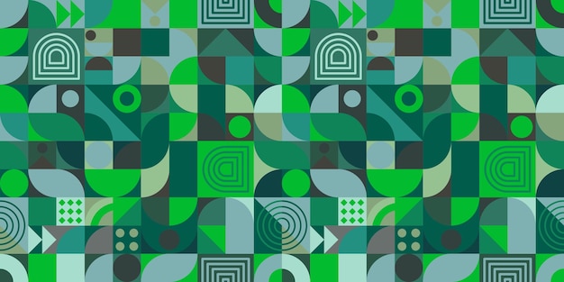 A simple geometric art poster with a simple shape and figure in shades of green
