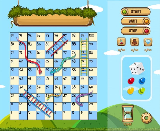 A snake ladder game themplate