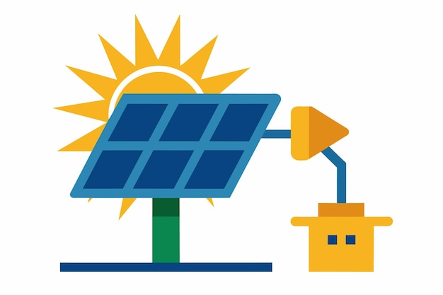 a solar panel with a sunburst and a solar panel