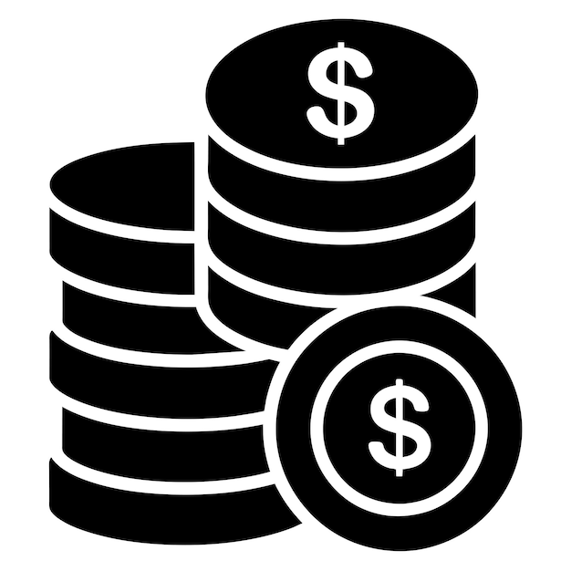 a stack of money coin icon in silhouette