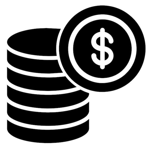 a stack of money coin icon in silhouette