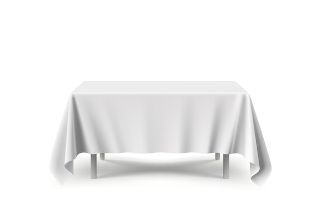 a table with a white tablecloth on it and the bottom of it is white.