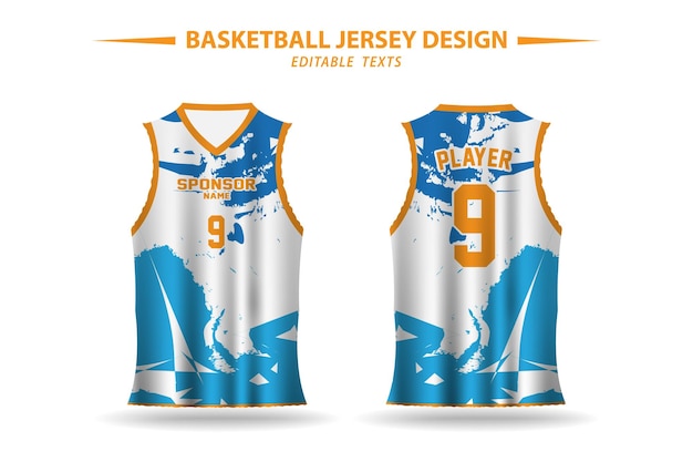 A unique Abstract white and light blue basketball jersey design template