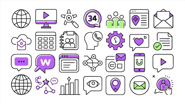 a variety of icons including one that has the word  t  on it