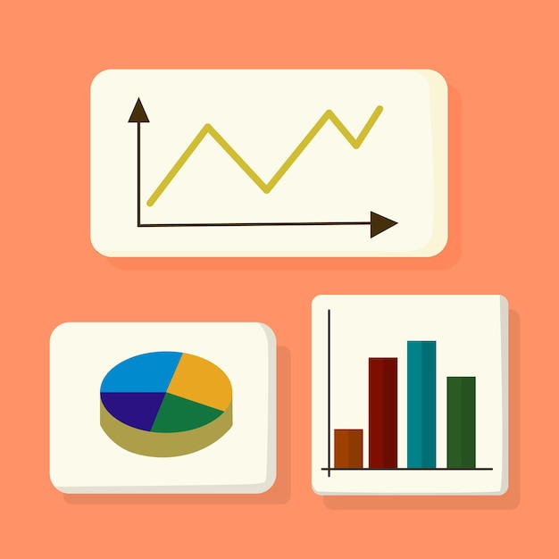 a vector illustration of various business charts including a line graph pie chart and bar graph