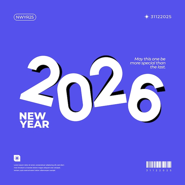 a vibrant and modern 3d design featuring the year 2026 in various gradient color