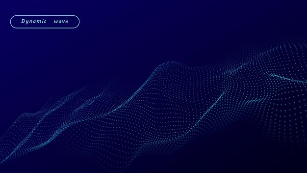 A wave of particles Abstract 3d vector illustration on a dark background