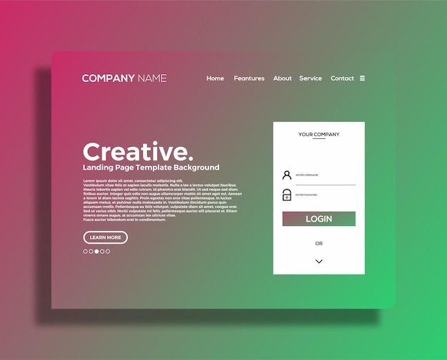 a web page for creative art is displayed on a green and red background