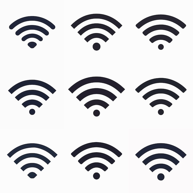 a white background with a black and white icon of a wifi button