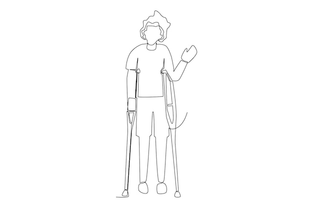 A woman patient having an injury in health care line art