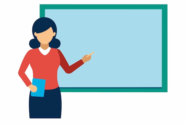 a woman pointing at a board that says she is pointing at it
