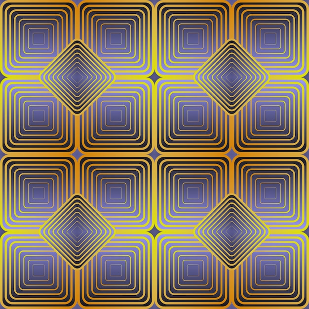 A yellow and blue pattern with a black square and the yellow square.