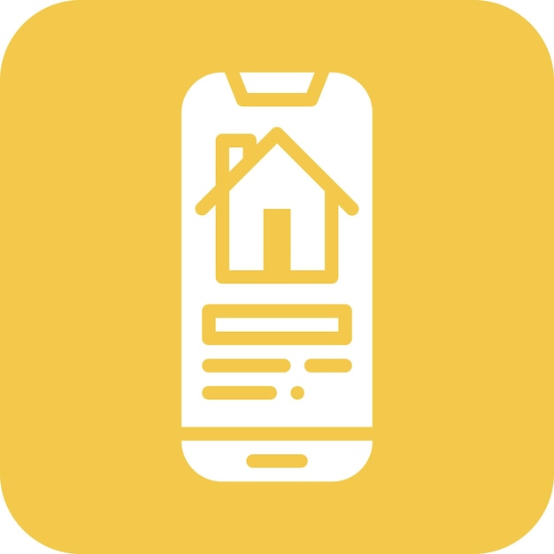 a yellow icon with a house on it