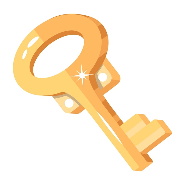 A yellow key with a gold top.