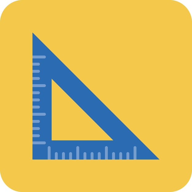 a yellow triangle with a ruler on it