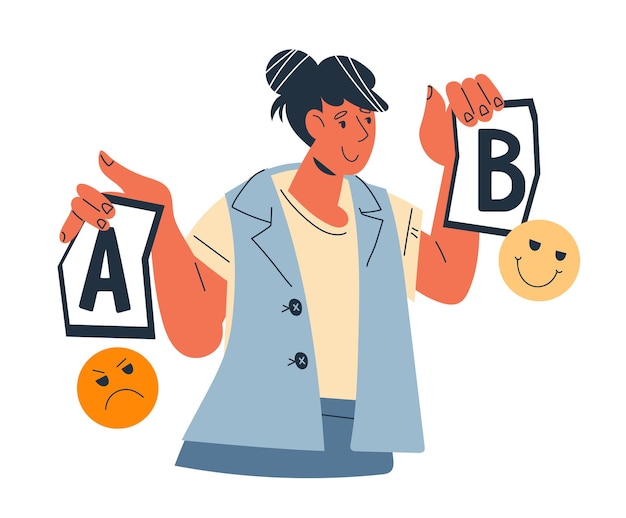 AB testing or split testing of mobile application or program flat vector isolated