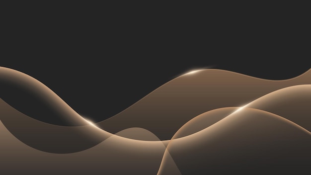 abstract 3d black background with gold lines curved wavy sparkle with copy space for text luxury