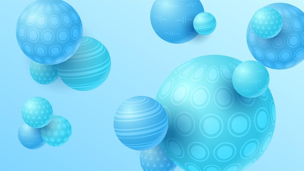 Abstract 3D Blue Modern Background With Sphere Balls Shadows Backdrop Wallpaper Decoration Vector