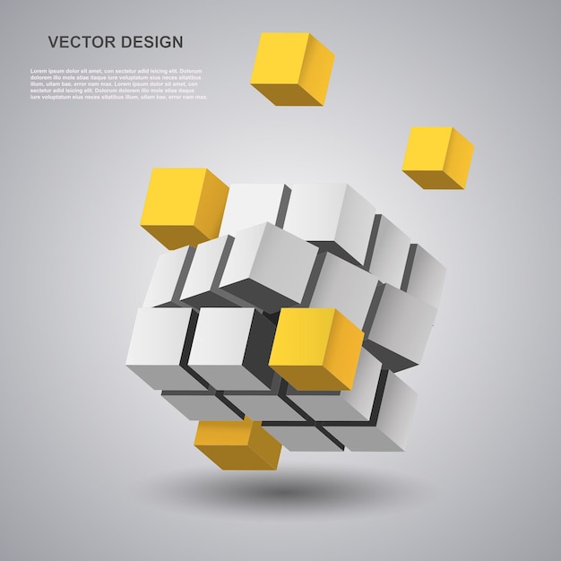Abstract 3D cube background Block building technology Business presentation and futuristic box Cubic composition Geometric perspective shapes Square render forms Vector concept