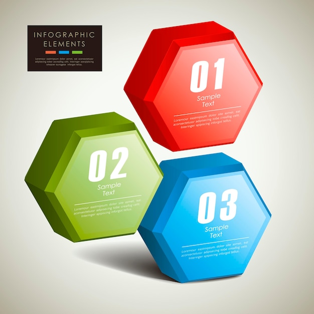 abstract 3d hexagonal columns infographic