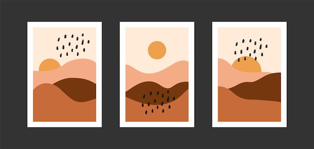 Abstract aesthetic mountain boho style minimal flat design