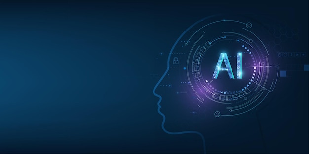 Abstract AI system concept on technology background