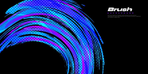 Abstract and Colorful Grunge Brush Background with Halftone Effect Brush Stroke Illustration for Banner Poster or Sports Background Scratch and Texture Elements For Design