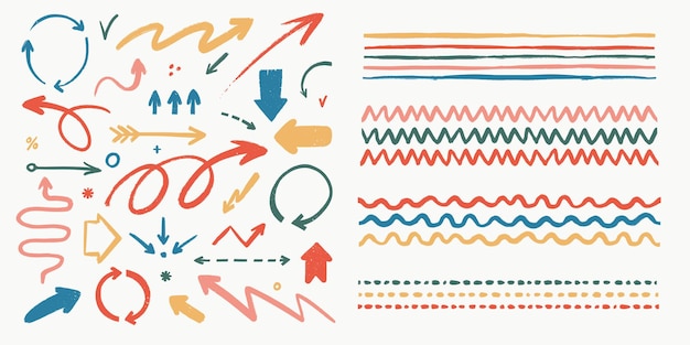 abstract arrows and brushes set