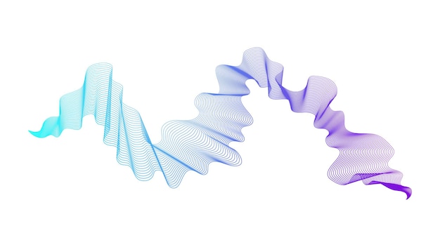 Abstract backdrop with blue wave gradient lines on white background. Modern technology background, wave design. Vector illustration
