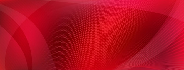 Abstract background made of curves and halftone dots in red colors
