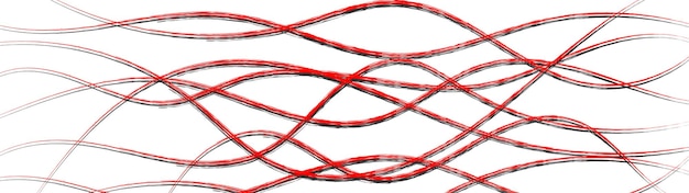 Abstract background of wavy intertwining lines with shadows red on white