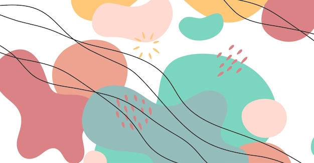 abstract background various shapes and doodle objects pastel color