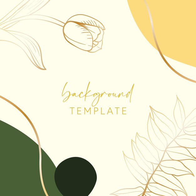 abstract background vector template with geometric shapes and tulip flower and leaves