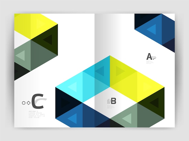 Abstract background with color triangles annual report print backdrop Vector design for workflow layout diagram number options or web design